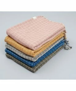 FABELAB Baby Blanket - Grid Bright Blue