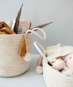 FABELAB Panier Pompom Rose