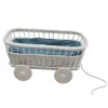 FABELAB Vintage Style White Wicker Pull Along Wagon 2 FABELAB Vintage Style White Wicker Pull Along Wagon
