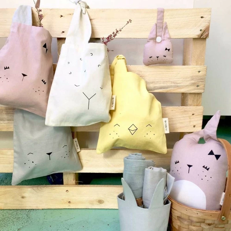 FABELAB Bolsa Merienda de Algodón Orgánico - Mauve Bunny 5 FABELAB Bolsa Merienda de Algodón Orgánico - Mauve Bunny