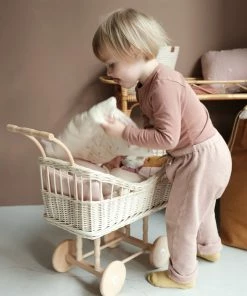 FABELAB Vintage Style White Wicker Pram