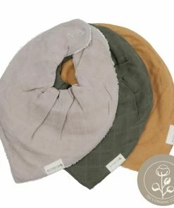 FABELAB Set of 3 Bandana Muslin Bib - Olive Garden