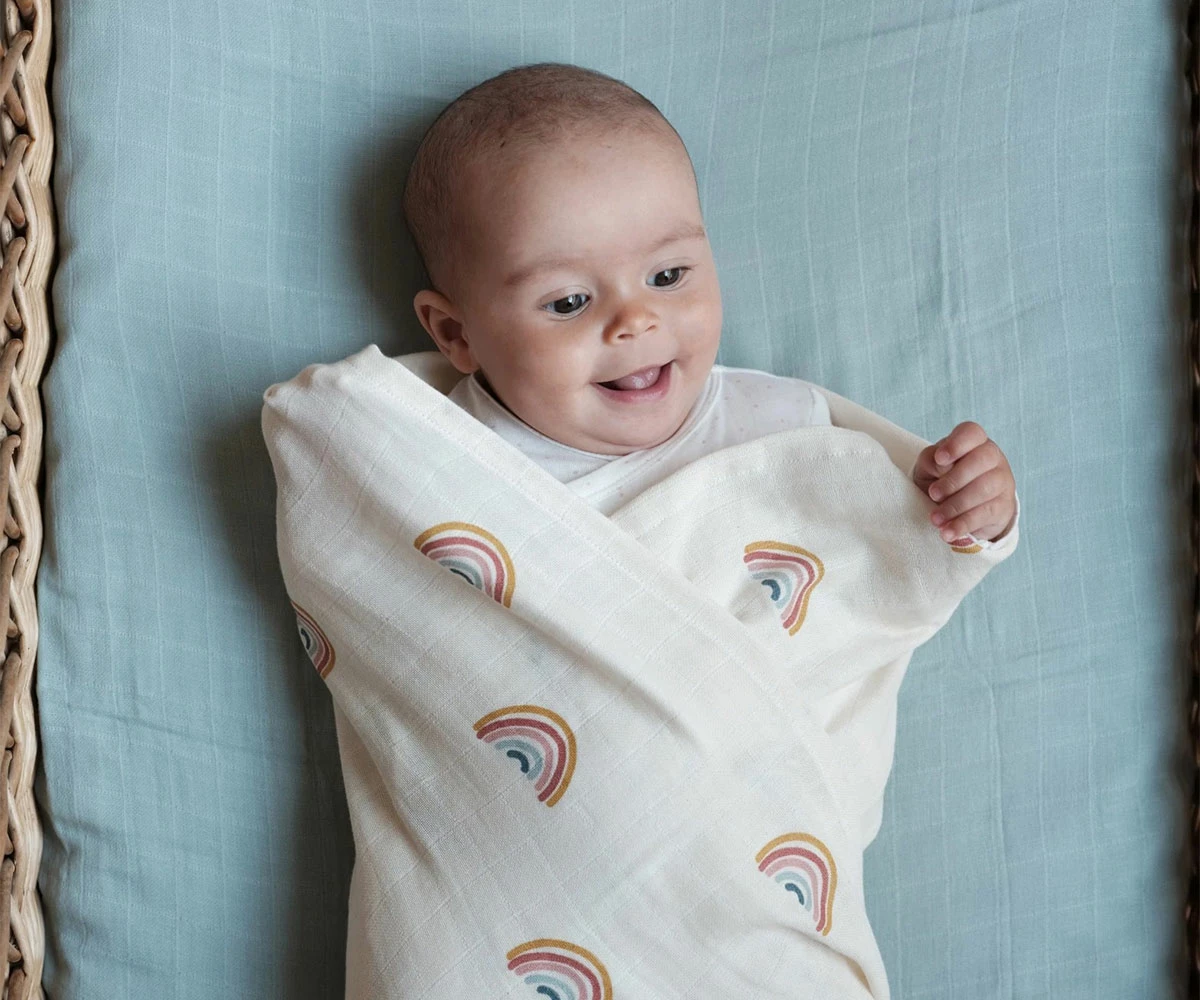 FABELAB Organic Cotton Flowers Muslin Swaddle Blanket 5 FABELAB Organic Cotton Flowers Muslin Swaddle Blanket