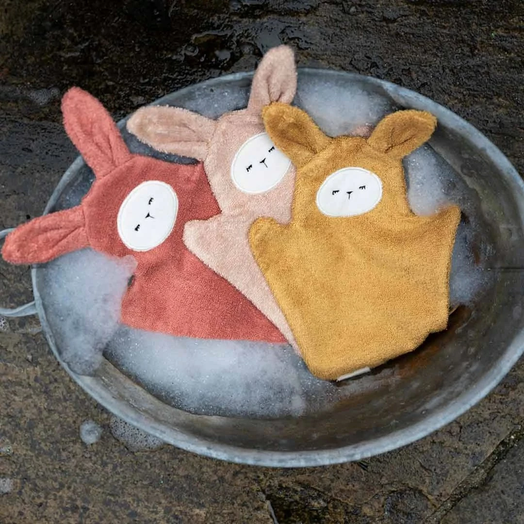 FABELAB Old Rose Mix Bunny Bath Mitts 5 FABELAB Old Rose Mix Bunny Bath Mitts