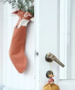 FABELAB Cinnamon and Off-White Sleepy Deer Christmas Stocking