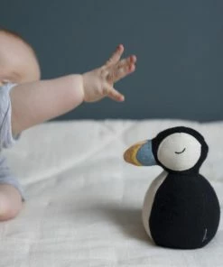 FABELAB Organic Cotton Puffin Rocking Rattle