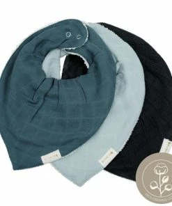 FABELAB Set of 3 Bandana Muslin Bib - Moon Beam