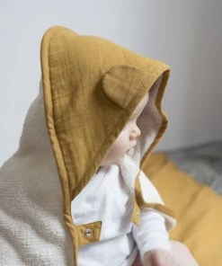 FABELAB Animal Hooded Baby Towel in Ochre (0 - 3 years)
