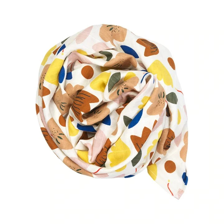 FABELAB Organic Cotton Flowers Muslin Swaddle Blanket 3 FABELAB Organic Cotton Flowers Muslin Swaddle Blanket