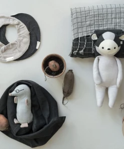 FABELAB Set of 3 Ruffle Muslin Bib - Olive Garden