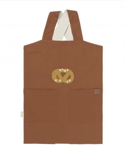 FABELAB Pretzel Embroidered Children's Apron in Cinnamon