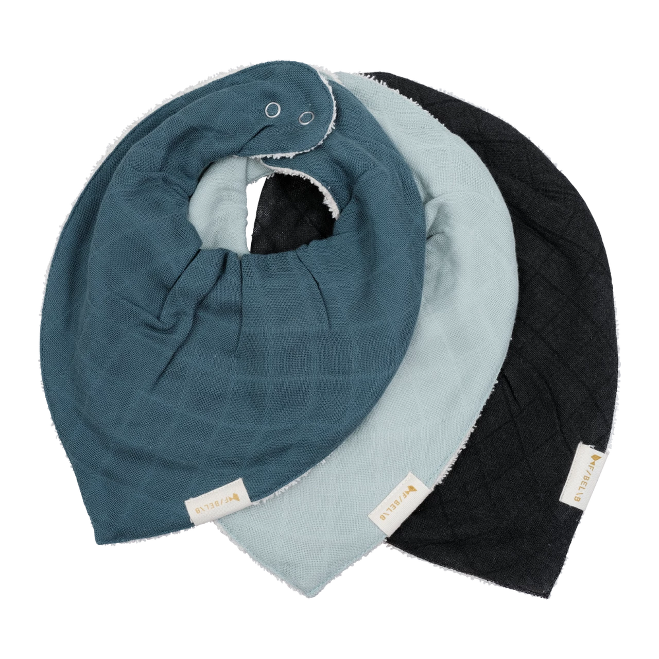 FABELAB Set of 3 Moon Beam Muslin Bandana Bibs 3 FABELAB Set of 3 Moon Beam Muslin Bandana Bibs