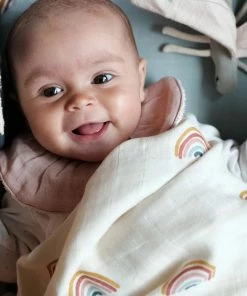 FABELAB Peach Organic Cotton Peaches Muslin Swaddle Blanket