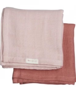 FABELAB Set of 2 Pale Pink/Berry Muslin Cloths
