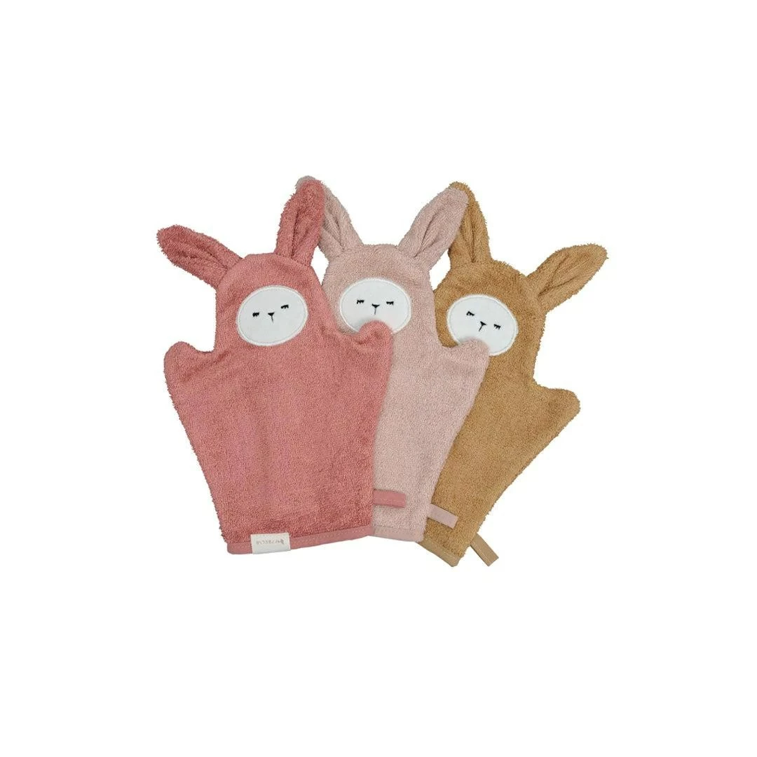 FABELAB Old Rose Mix Bunny Bath Mitts 3 FABELAB Old Rose Mix Bunny Bath Mitts