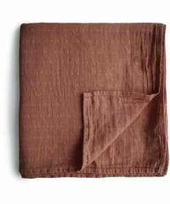 FABELAB Cognac Organic Cotton Muslin Swaddle Blanket